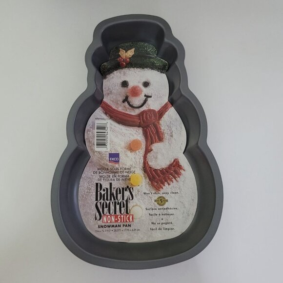 Ekco Snowman Cake Pan Non Stick Bakers Secret Vintage Metal Holiday Winter Mold - Picture 2 of 9